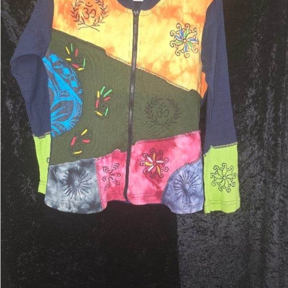 Colorful Patchwork Zip-Up Jacket - image 1